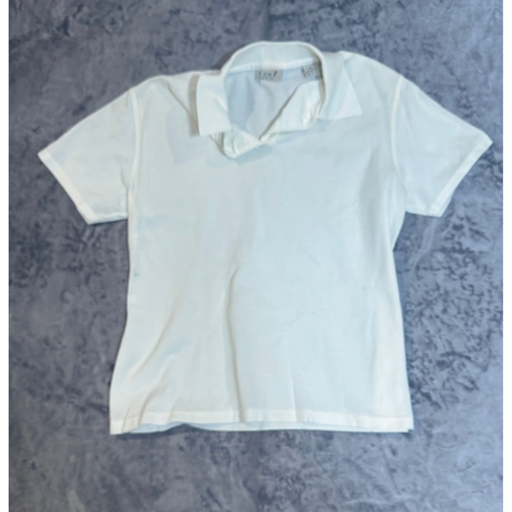 Como Sport White Cotton‎ Polo Shirt Made in Italy Short Sleeve Womens M, preppy